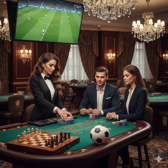 Luxurious casino chips and coins indicating a grand social casino experience